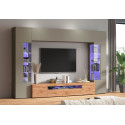 Ensemble meuble TV moderne taupe/ch&ecirc;ne wotan Keops
