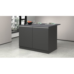 Ilot de cuisine moderne 125 cm anthracite mat/béton Solena