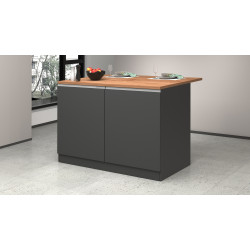 Ilot de cuisine moderne 125 cm anthracite mat/chêne wotan Solena