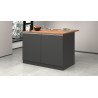 Ilot de cuisine moderne 125 cm anthracite mat/chêne wotan Solena