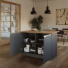 Ilot de cuisine moderne 125 cm anthracite mat/chêne wotan Solena