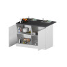 Ilot de cuisine moderne 125 cm blanc brillant/béton Solena