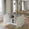 Ilot de cuisine moderne 125 cm blanc brillant/béton Solena