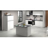 Ilot de cuisine moderne 125 cm blanc brillant/béton Solena