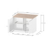 Ilot de cuisine moderne 125 cm blanc brillant/béton Solena