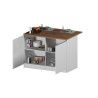 Ilot de cuisine moderne 125 cm blanc brillant/chêne wotan Solena