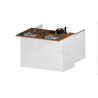 Ilot de cuisine moderne 125 cm blanc brillant/chêne wotan Solena