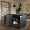 Ilot de cuisine moderne 155 cm anthracite mat/béton Solena