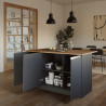Ilot de cuisine moderne 155 cm anthracite mat/chêne wotan Solena