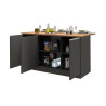 Ilot de cuisine moderne 155 cm anthracite mat/chêne wotan Solena