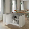 Ilot de cuisine moderne 155 cm blanc brillant/béton Solena