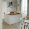 Ilôt de cuisine moderne 155 cm blanc brillant/chêne wotan Solena