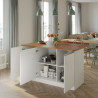 Ilôt de cuisine moderne 155 cm blanc brillant/chêne wotan Solena