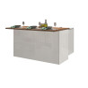 Ilôt de cuisine moderne 155 cm blanc brillant/chêne wotan Solena