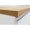 Ilôt de cuisine moderne 155 cm blanc brillant/chêne wotan Solena