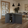 Ilot de cuisine moderne 160 cm anthracite mat/béton Solena