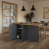 Ilot de cuisine moderne 160 cm anthracite mat/chêne wotan Solena