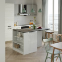 Ilot de cuisine moderne 160 cm blanc brillant/béton Solena