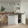 Ilot de cuisine moderne 160 cm blanc brillant/béton Solena