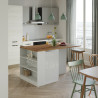 Ilot de cuisine moderne 160 cm blanc brillant/chêne wotan Solena