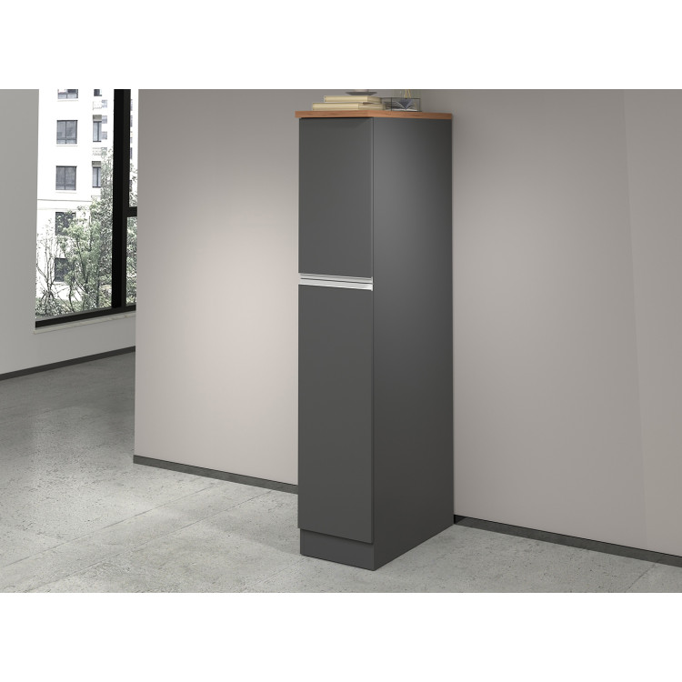 Colonne de cuisine 2 tiroirs anthracite mat/chêne wotan Solena