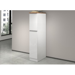 Colonne de cuisine 2 tiroirs blanc/chêne wotan Solena