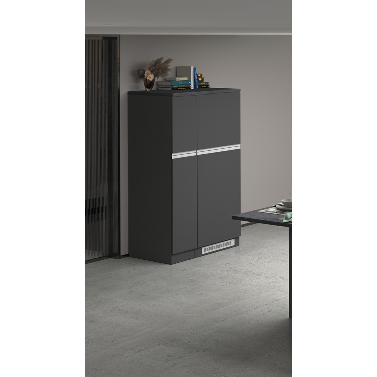Meuble pour frigo encastrable 90 cm anthracite mat/béton Solena