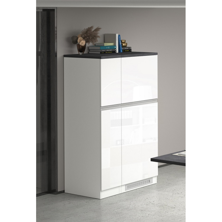 Meuble pour frigo encastrable 90 cm blanc/béton Solena