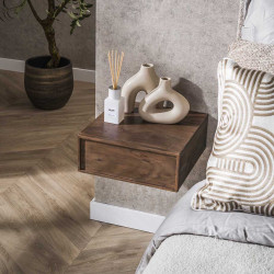 Chevet suspendu style nature en acacia massif brun Frany (lot de 2)