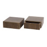 Chevet suspendu H 14 cm en acacia massif brun Carvie (lot de 2)
