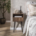 Chevet style nature en acacia massif brun Carvie