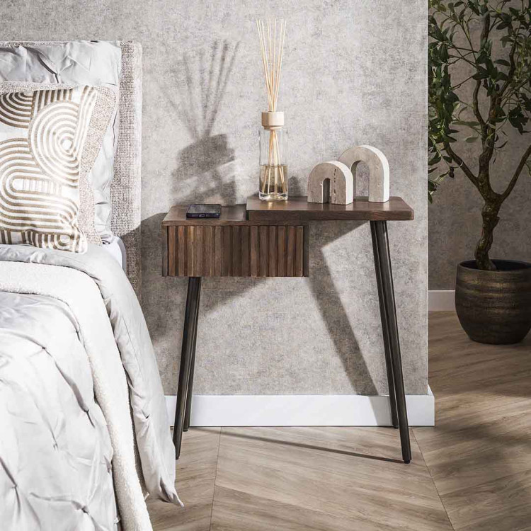 Chevet style nature 1 tiroir en acacia massif brun Carvie