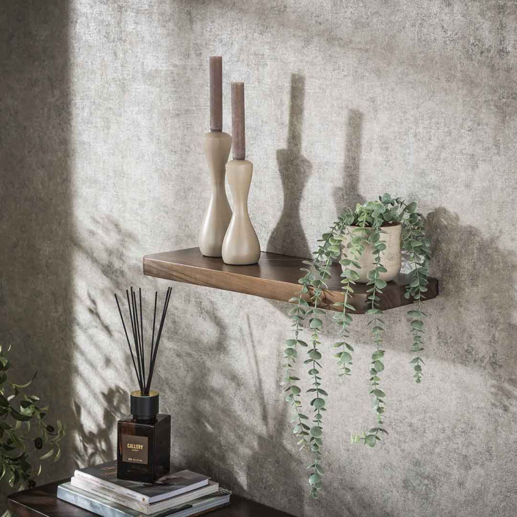 Etagère murale style nature 60 cm en acacia massif brun Carvie