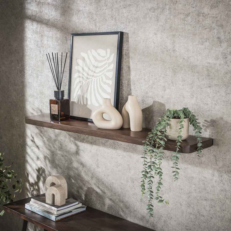 Etagère murale style nature 120 cm en acacia massif brun Carvie