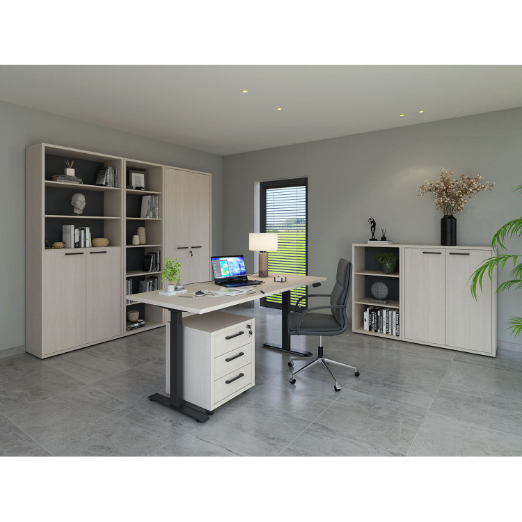 Ensemble de bureau complet contemporain chêne clair Lexos