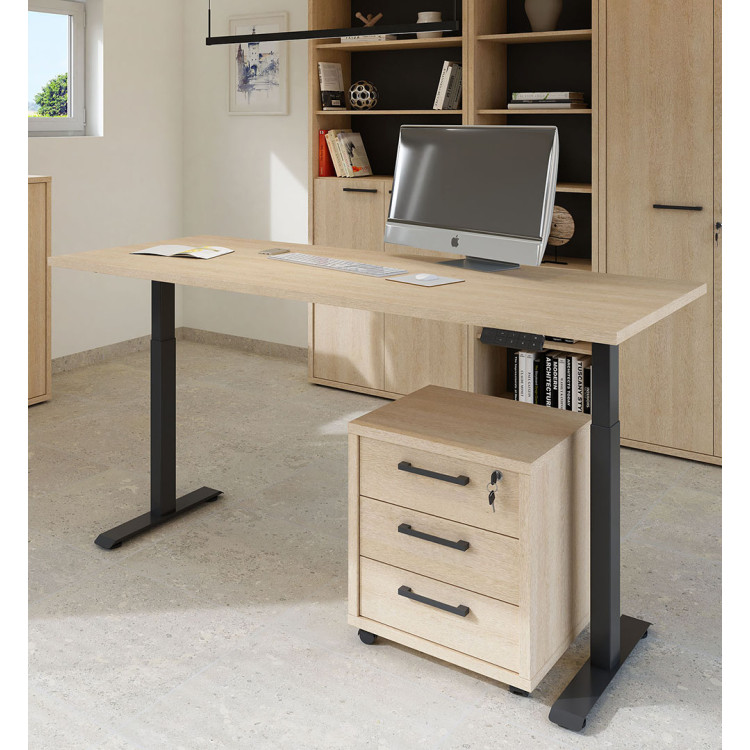Bureau assis-debout électrique chêne sable Lexos