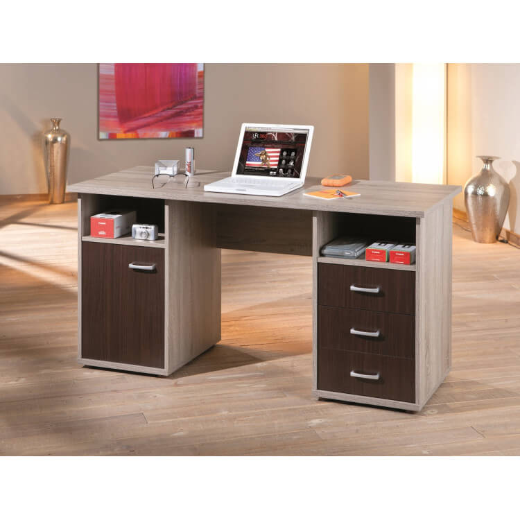 Bureau contemporain chêne sonoma/wengé Rosco