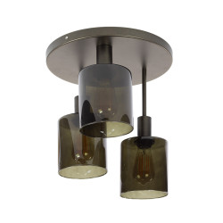 Plafonnier moderne 3 lampes en verre brun Sepia