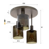 Plafonnier moderne 3 lampes en verre brun Sepia