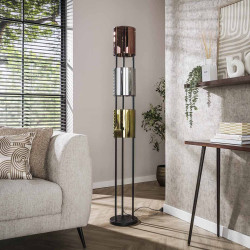 Lampadaire moderne 3 lampes métal et verre tricolore Lucenzo