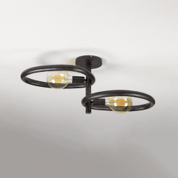 Plafonnier moderne 2 lampes en métal noir Pedge