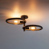 Plafonnier moderne 2 lampes en métal noir Pedge