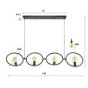 Suspension moderne 4 lampes en métal noir arctique Lolie
