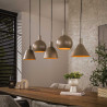 Suspension industrielle 5 lampes en métal beige Metalika