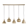 Suspension industrielle 5 lampes en métal beige Metalika