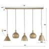 Suspension industrielle 5 lampes en métal beige Metalika