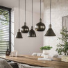 Suspension industrielle 5 lampes en métal brun Metalika