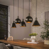 Suspension industrielle 5 lampes en métal brun Metalika
