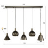 Suspension industrielle 5 lampes en métal brun Metalika