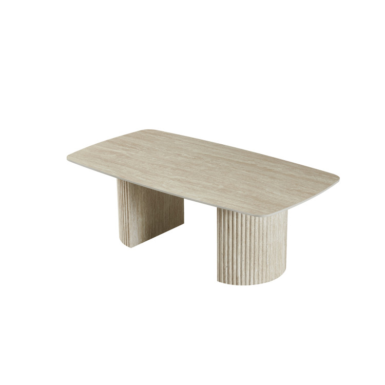 Table moderne en céramique aspect travertin Judy